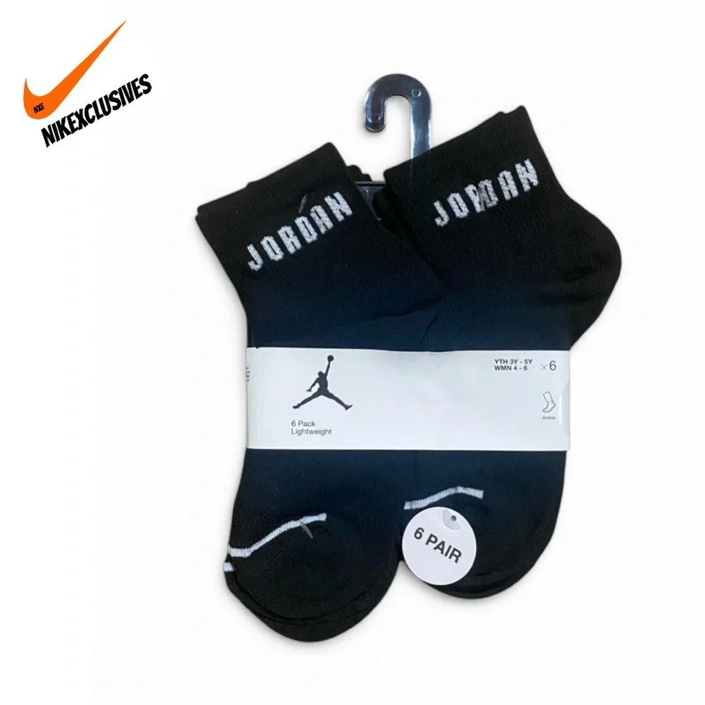 Nike Air Jordan Black Ankle Socks quarter cut basketball socks jumpman 6-pack